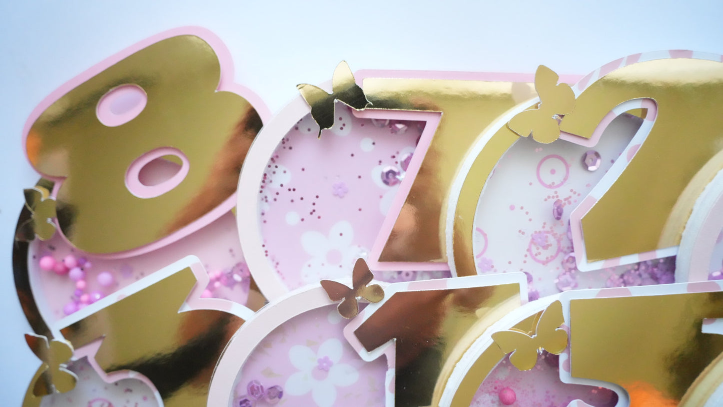 3D - Cifre roz - baby pink