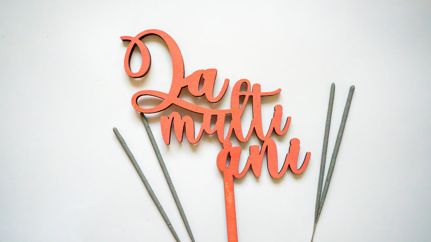 Set aniversar - La multi ani - coral - 4 artificii