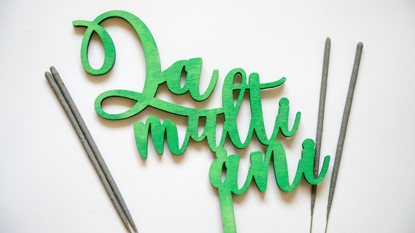 Set aniversar - La multi ani - verde - 4 artificii