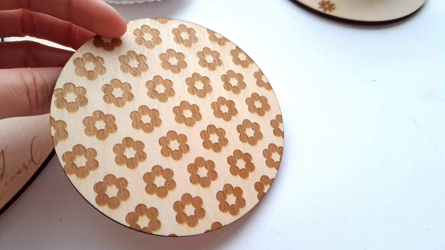 Lemn - Disc platou - flori