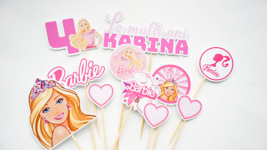 Topper Barbie Pink din carton pentru tort aniversar