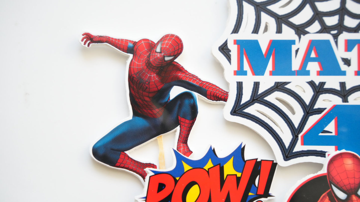 Topper Spiderman Web din carton pentru torturi de supereroi