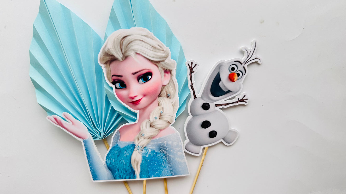 Decorațiuni Elsa, Olaf și Frunze Frozen pentru tort
