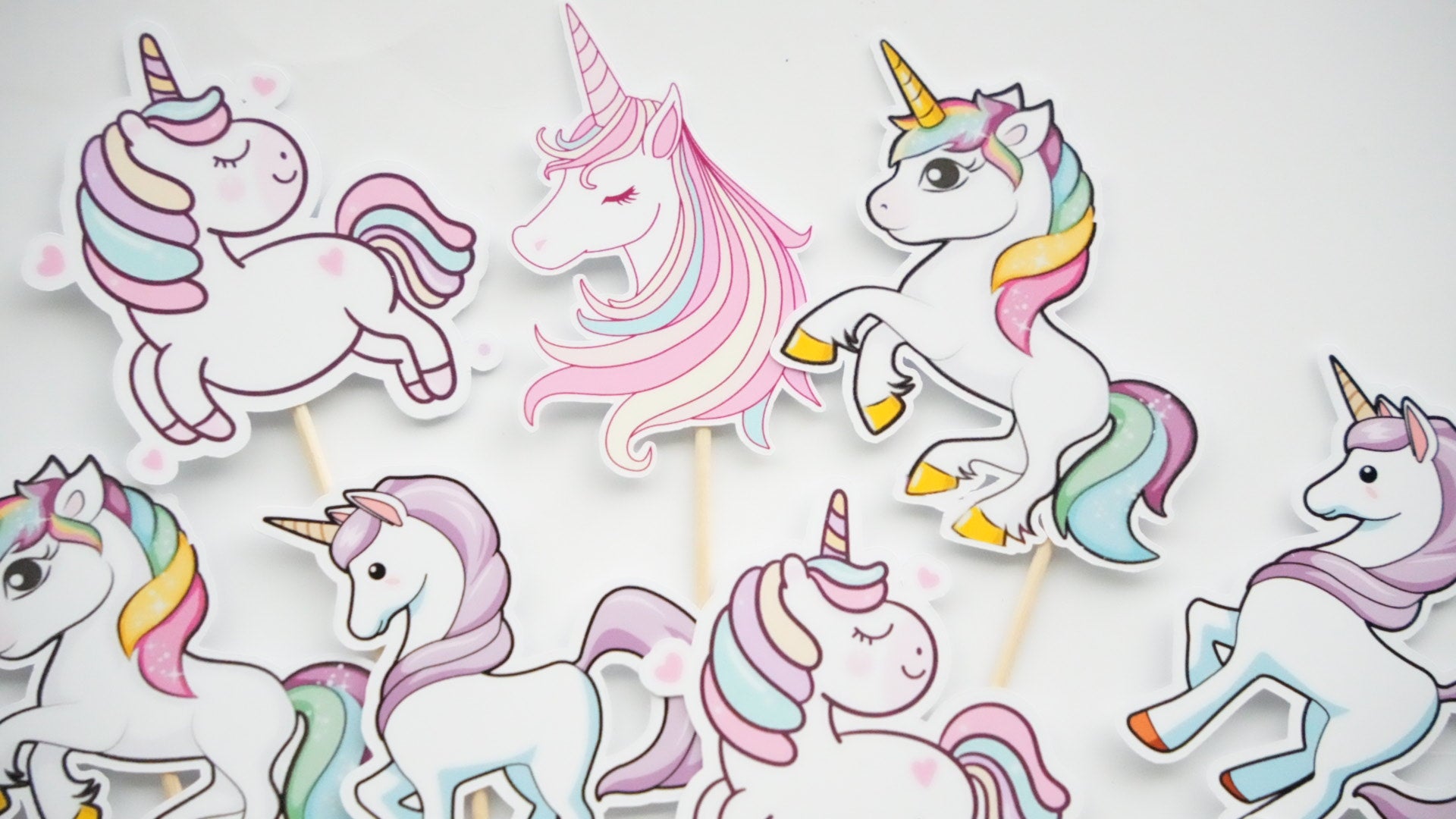 Mini Toppere Unicorn și Curcubee pentru decor brioșe