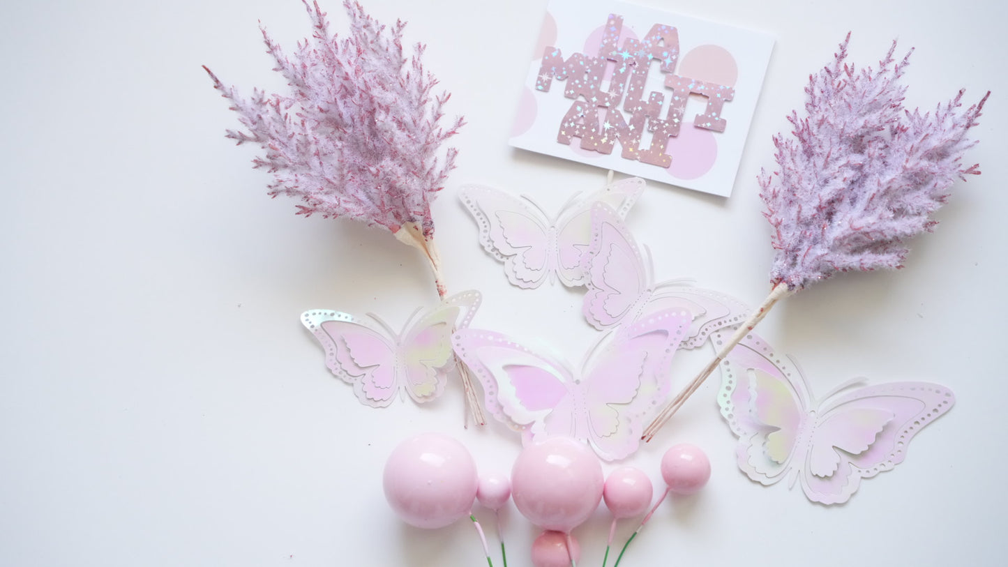 Special Candy - Set - La multi ani Pink Fluturi Puf