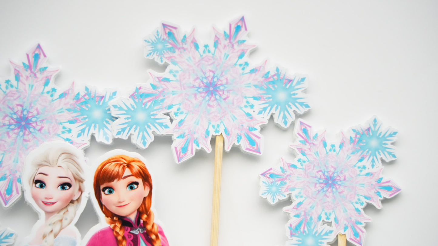 Topper Frozen Anna & Elsa din carton pentru tort copii