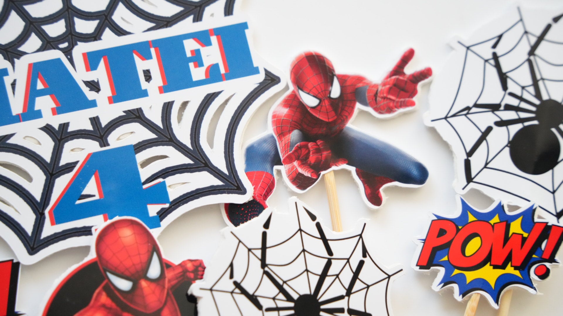 Topper Spiderman Web din carton pentru torturi de supereroi