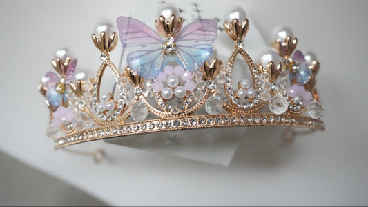 Diadema - Auriu Perle si fluturi