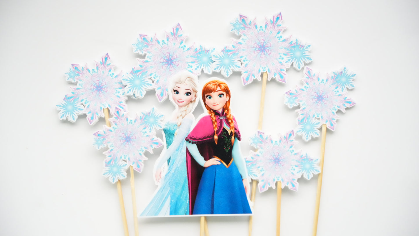 Topper Frozen Anna & Elsa din carton pentru tort copii