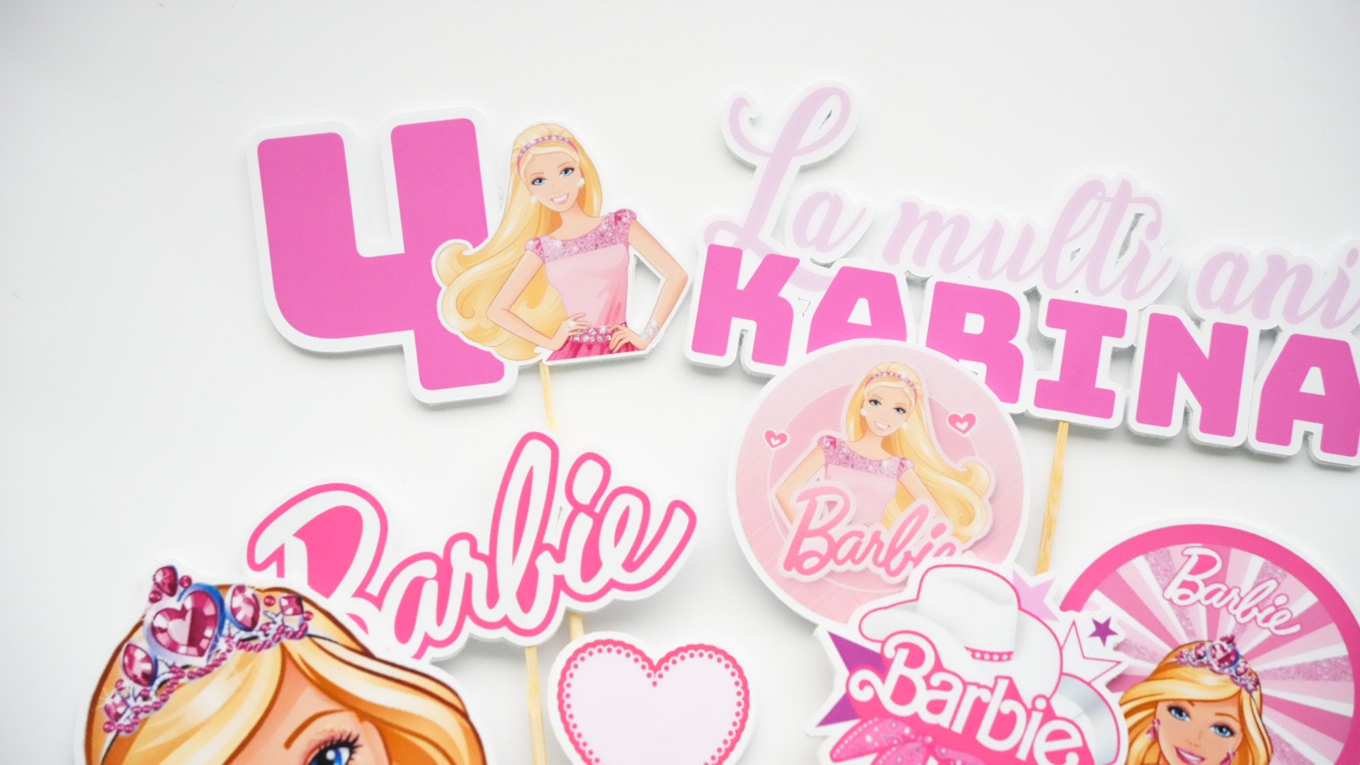 Topper Barbie Pink din carton pentru tort aniversar