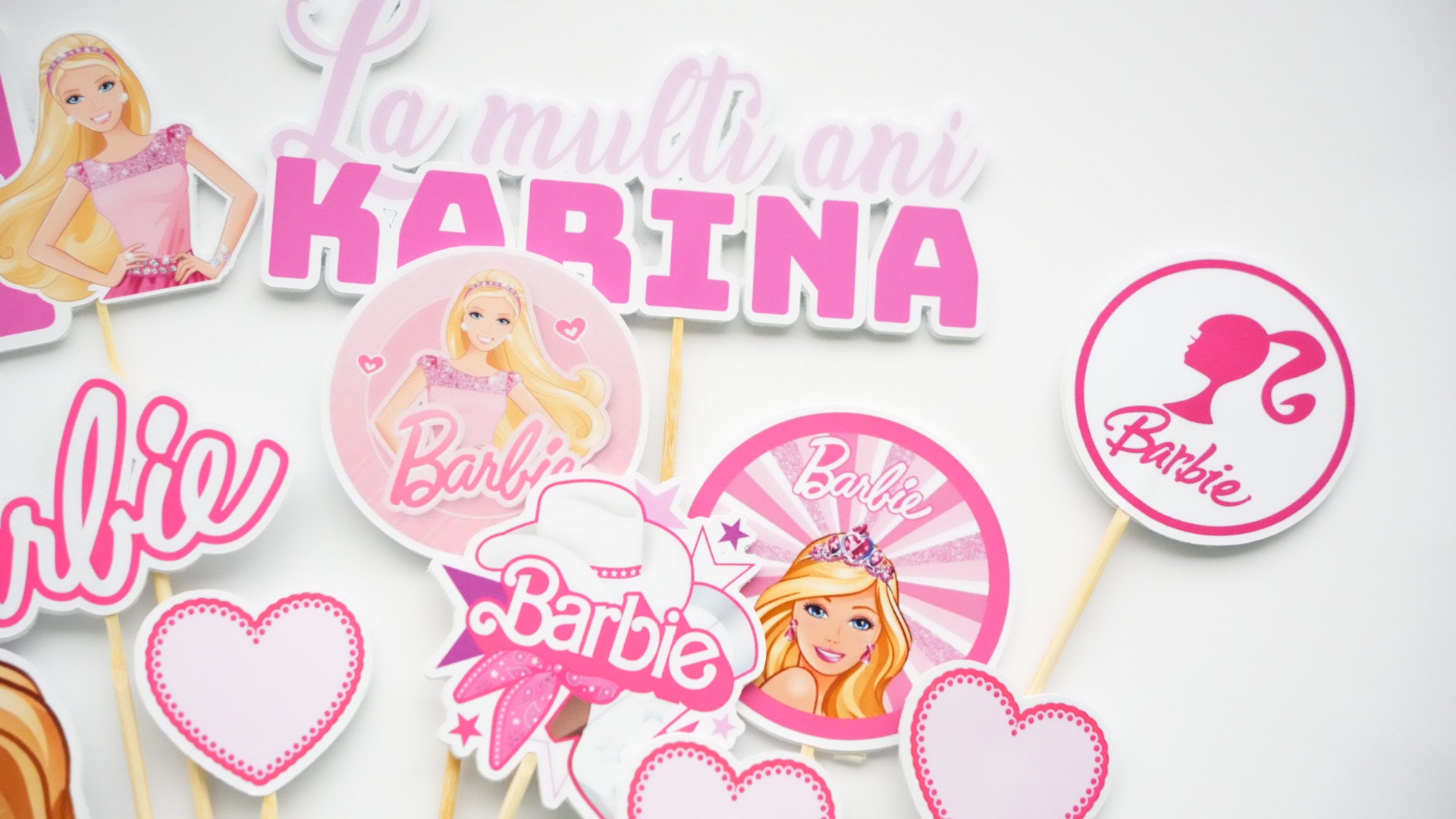 Topper Barbie Pink din carton pentru tort aniversar