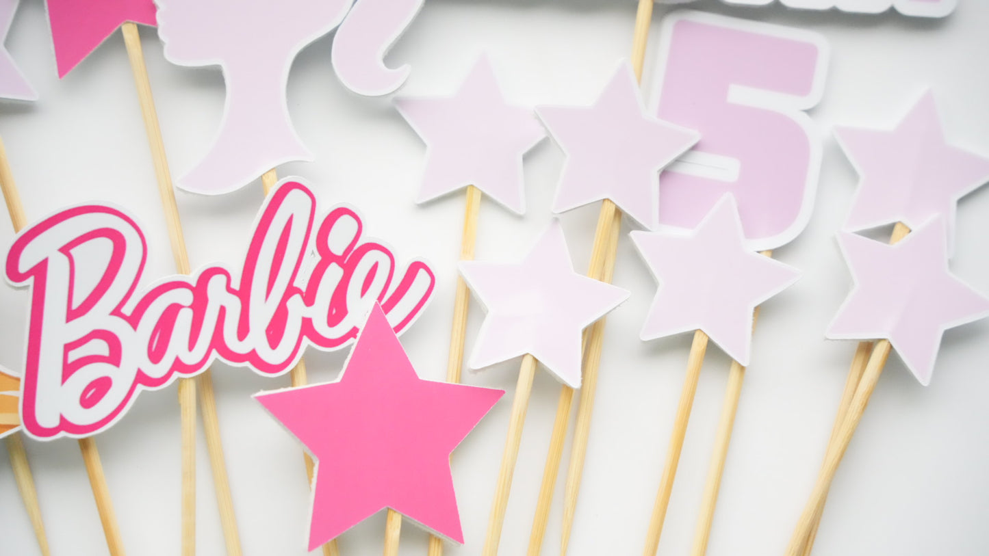 Topper Barbie Stars din carton pentru torturi aniversare