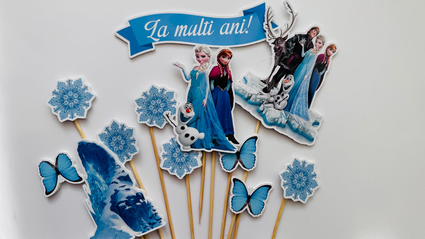 Decorațiune Frozen La Mulți Ani pentru tort aniversar