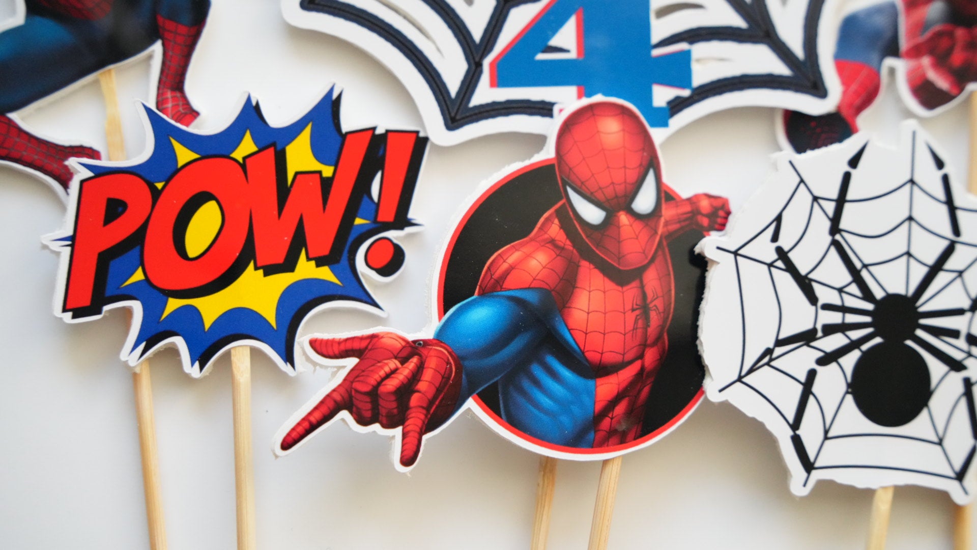 Topper Spiderman Web din carton pentru torturi de supereroi