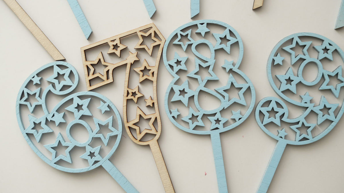Special Candy - Set - Cifre de lemn blue