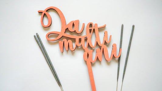 Set aniversar - La multi ani - coral 2 - 4 artificii