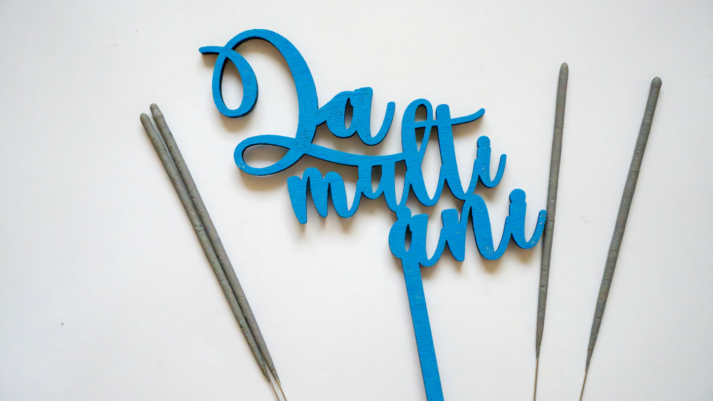 Set aniversar - La multi ani - albastru - 4 artificii