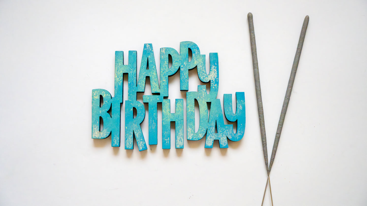 Set aniversar - La multi ani mini - albastru - 2 artificii