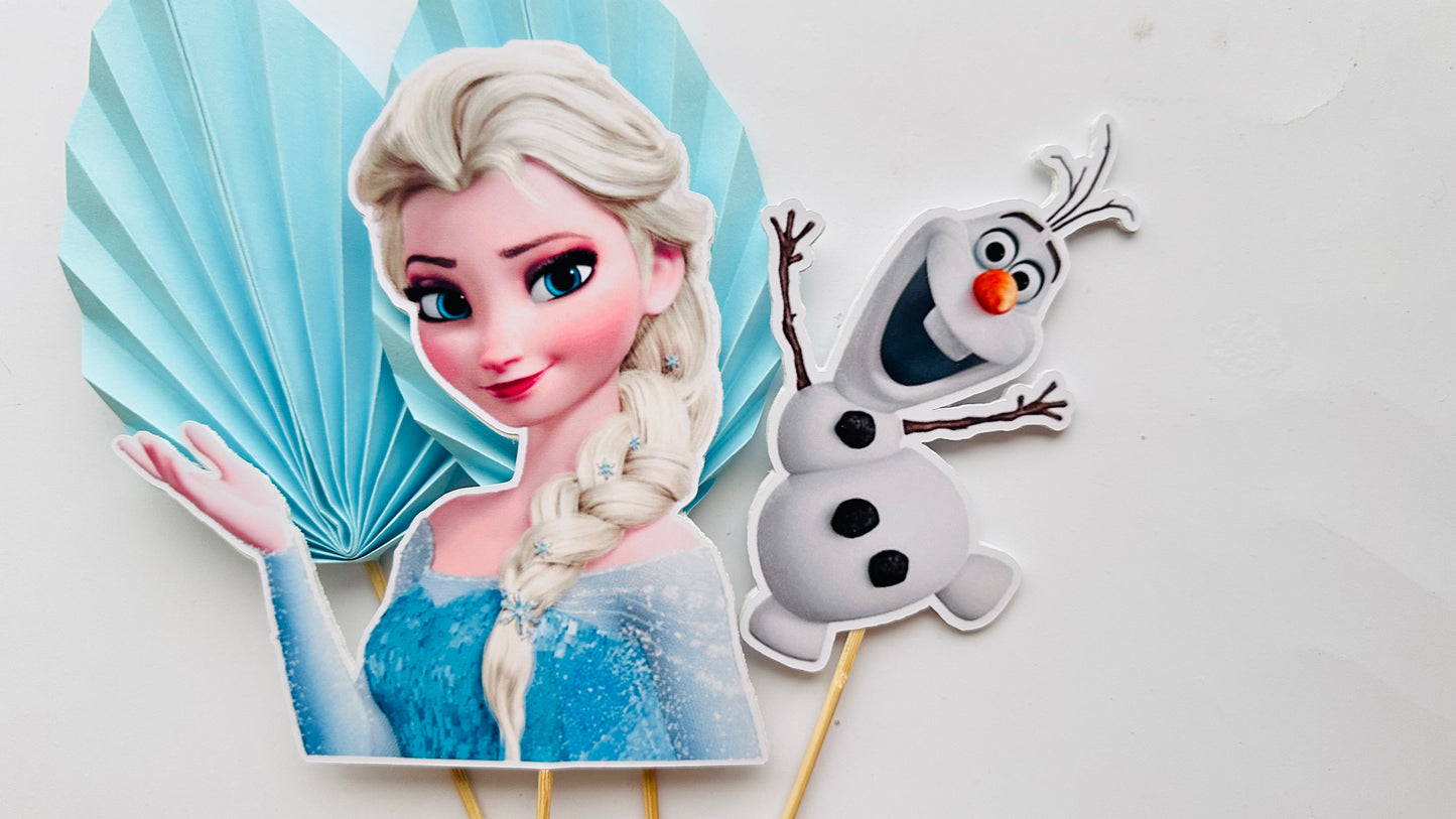 Decorațiuni Elsa, Olaf și Frunze Frozen pentru tort
