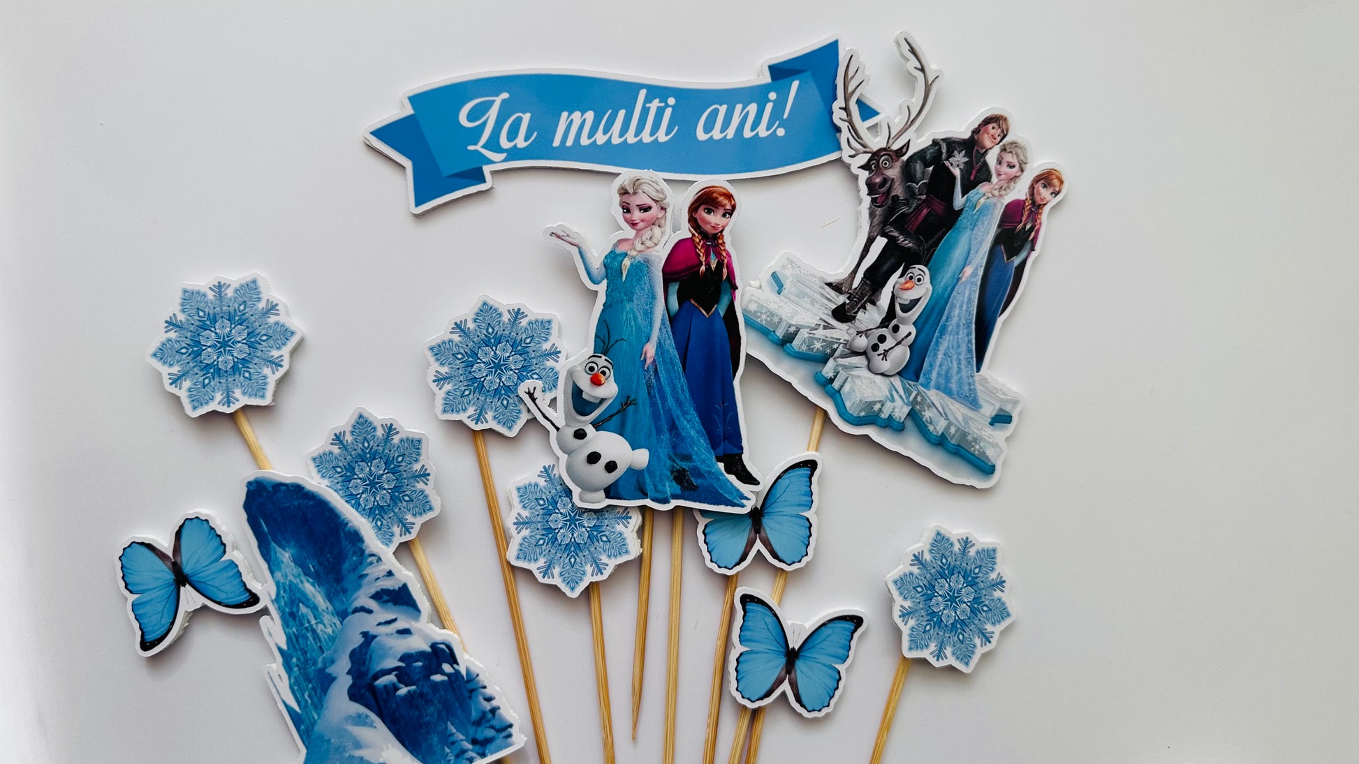 Decorațiune Frozen La Mulți Ani pentru tort aniversar