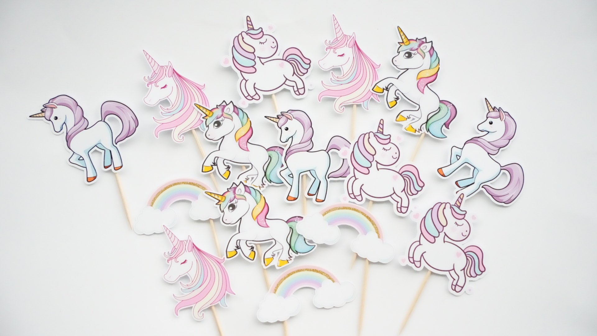 Mini Toppere Unicorn și Curcubee pentru decor brioșe